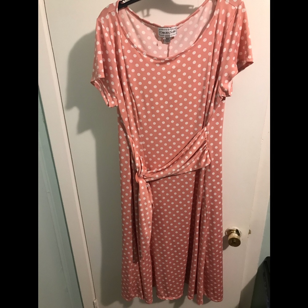 Pre-Owned Chelsea Sweet Pink Polka Dot Dress 16W